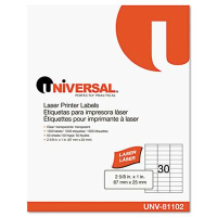Universal One 2-5/8" x 1" Laser Printer Labels, Clear, 1500/Box