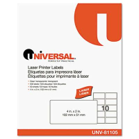 Universal One 4" x 2" Laser Printer Labels, Clear, 500/Box