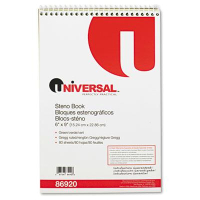 Universal 6" X 9" 80-Sheet Gregg Rule Steno Notepad, Green Paper