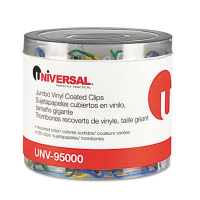 Universal One Jumbo Vinyl Coated Wire Paper Clips, Assorted Colors, 250/Pack