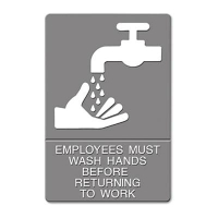 Headline 6" W x 9" H Employees Must Wash Hands ADA Sign