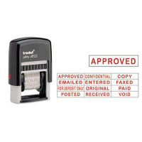 Trodat Self-Inking  12-Message Stamp, 1-1/4" x 3/8", Red Ink