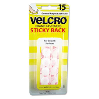 Velcro 5/8" Diameter Sticky-Back Hook & Loop Dot Fasteners on Strips, Black, 15 Sets/Pack