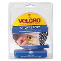 Velcro 5/8" Diameter Sticky-Back Hook & Loop Dot Fasteners with Dispenser, Black, 75/Pack
