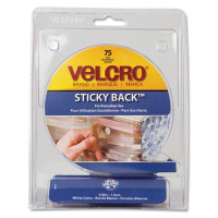 Velcro 5/8" Sticky-Back Hook & Loop Dot Fasteners with Dispenser, White, 75/Pack