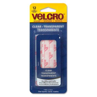 Velcro 7/8" Sticky-Back Hook & Loop Fastener Squares, Clear, 12/Pack