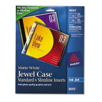 Avery Inkjet CD/DVD Jewel Case Inserts, Matte White, 20/Pack