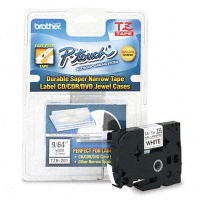 Brother P-Touch TZEN201 TZ Series 1/8" x 26.2 ft. Super-Narrow Tape, Black on White