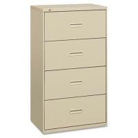 Basyx 484LL 4-Drawer 36" Wide Lateral File Cabinet, Letter & Legal Size, Putty
