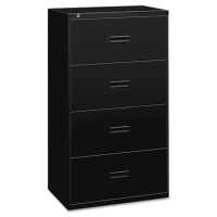 Basyx 484LP 4-Drawer 36" Wide Lateral File Cabinet, Letter & Legal Size, Black