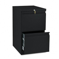 HON Efficiencies 33820RP 2-Drawer File/File Radius Pull Mobile Pedestal, Black