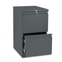 HON Efficiencies 33820RS 2-Drawer File/File Radius Pull Mobile Pedestal, Charcoal
