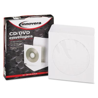 Innovera 50-Pack CD & DVD Envelopes, Clear Window, White