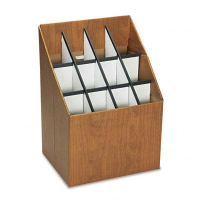 Safco 12-Compartment Upright Roll Storage File, Woodgrain