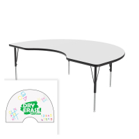 Correll Dry Erase 72" W x 48" D Kidney-Shaped Activity Table, Frosty White