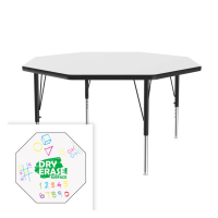 Correll Dry Erase 48" Octagon-Shaped Activity Table, Frosty White