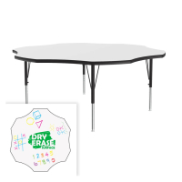 Correll Dry Erase 60" Six-Leaf-Shaped Activity Table, Frosty White 