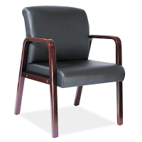Alera WL Series Leather Wood Guest Chair, Mahogany