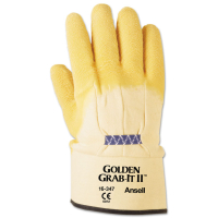 AnsellPro Golden Grab-It II Heavy-Duty Work Gloves, Size 10, Latex/Jersey, Yellow, 12/Pair