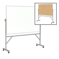 Ghent Dry Erase and Natural Cork 6' x 4' Aluminum Frame Reversible Mobile Whiteboard