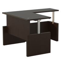 Mayline Aberdeen 72" W x 36" D Electric L-Shaped Straight Front Height Adjustable Desk (Shown in Mocha)