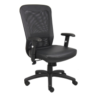 Boss The Web B580 Mesh-Back LeatherPlus Mid-Back Executive Office Chair (Shown with Black Base)