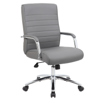 Boss B696CRB-GY Modern Ribbed Vinyl Executive Chair, Grey