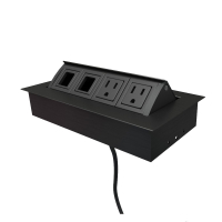 Mho 2-Power Outlet & 2 Open Data Port Pop-Up Power Module 72" Cord (Shown in Black)