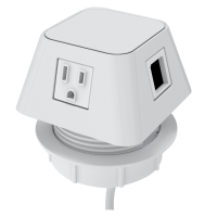 Moire 2-Power Outlet & 2 Open Data Port Hole Mount Power Module 72" Cord (Shown in White)