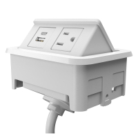 Nacre Power Outlet, USB-A & USB-C Charging Port Pop-Up Power Module 72" Cord (Shown in White)