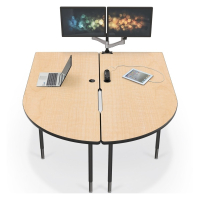 Balt MediaSpace 72" W x 59" D Adjustable Makerspace School Table (Shown in Fusion Maple/Black, Pop-Up Grommet Not Included))