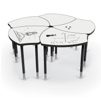 Balt MooreCo Hierarchy Shapes Height Adjustable Desk, Porcelain Whiteboard Top, Pack of 5, Black Legs