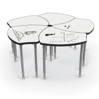 Balt Hierarchy Shapes Height Adjustable Desk, Porcelain Whiteboard Top, Pack of 5, Platinum Legs