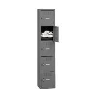 Tennsco Assembled 5-Tiered High Steel Box Lockers without Legs (Shown in Medium Grey)