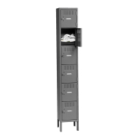 Tennsco Unassembled 6-Tiered High Steel Box Lockers with Legs - Shown in Medium Grey