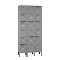 Tennsco Assembled 6-Tier 3-Wide Metal Box Lockers with Legs (Shown in Medium Grey)