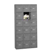 Tennsco Assembled 6-Tier 3-Wide Metal Box Lockers without Legs (Shown in Medium Grey)