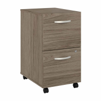 Bush Business Furniture Hybrid 16" W 2-Drawer File/File Mobile Pedestal, Assembled, Hickory
