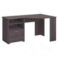 Bush Furniture Cabot 60" W Corner Desk with Storage (Shown in Dark Grey)