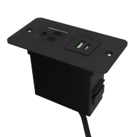 Mini-Tap Power Outlet & 1-USB-A+C Charging Port Plastic Face Mount Power Module 72" Cord (Shown in Black)