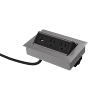 Mho 2-Power Outlet & 1-USB-A+C Charging Port Pop-Up Power Module (Shown in Silver / Black)