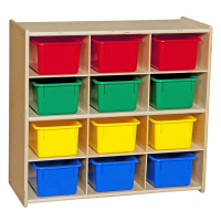 Wood Designs Contender Baltic Birch 12-Cubby Storage Unit with Tubs, RTA (Shown with Assorted Tubs)