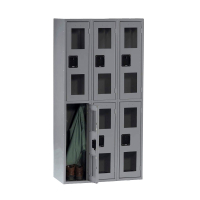 Tennsco C-Thru Assembled Double Tier 3-Wide Metal Lockers without Legs