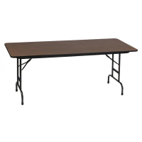 Correll 72" W x 24" D Height Adjustable 17" - 27" Rectangular 0.75" High Pressure Top Folding Table (Shown in Walnut)