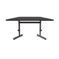 Correll 60" W x 30" D Height-Adjustable Trapezoid Laminate Training Table (Shown in Black)