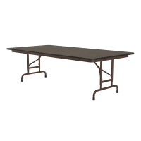 Correll 72" W x 36" D Height Adjustable 22" - 32" High-Pressure Top Plywood Folding Table (Shown in Walnut)
