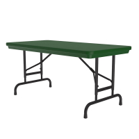 Correll Heavy-Duty 48" W x 24" D Height Adjustable 22" - 32" Rectangular Colored Folding Table (Shown in Green)