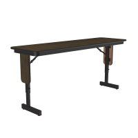Correll 60" W x 18" D Height Adjustable 22" - 30" 0.75" High Pressure Top Seminar Folding Table with Panel Leg (Shown in Walnut)