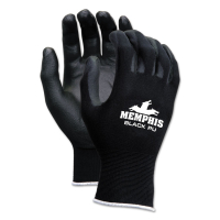 Economy PU Coated Work Gloves, Black, Small, 12 Pairs