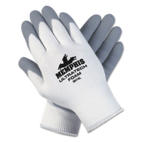 Memphis Ultra Tech Foam Seamless Nylon Knit Gloves, X-Large, White/Gray, 12/Pair